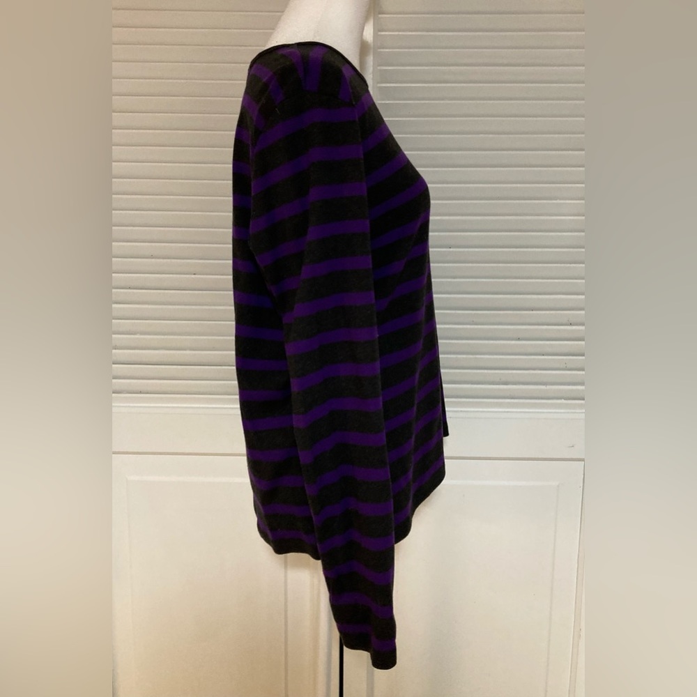 EUC Vintage Lauren Ralph Lauren Black & Purple Striped Blouse Size XL - Picture 3 of 9